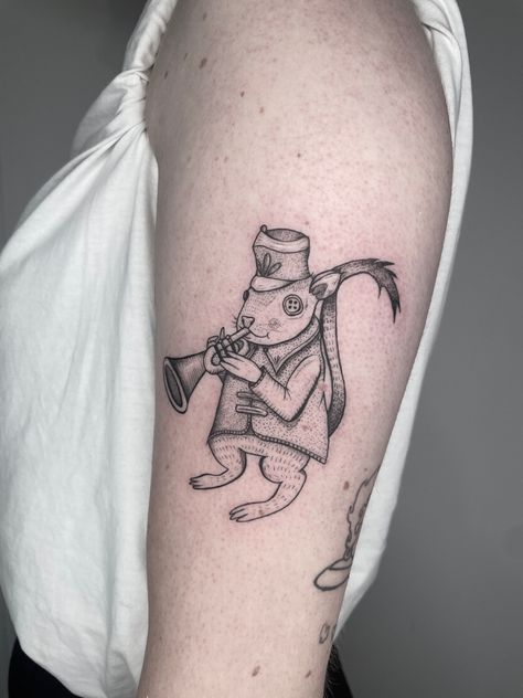 Circus Mouse Tattoo from the Movie Caroline Yeahimcaroline Tattoos, Fine Line Coraline Tattoo, Caroline Tattoo Ideas, Coraline Tattoo Line Work, Caroline Tattoo, Caroline Movie, Mouse Tattoo, Free Hand Tattoo, Mouse Tattoos