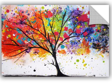 Commission Ideas, Condo Renovation, Craft Painting, Rainbow Tree, Boredom Busters, Removable Wall, Abstract Nature, Painting Art Projects, Painting Canvas