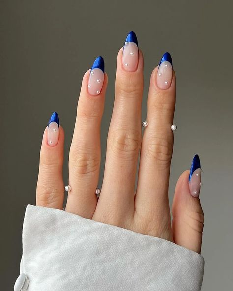 Trending Nail Designs for 2024: The Coolest Nail Ideas to Try Now | Glamour Textured Nails, Trending Nail Designs, The Best Nail Designs, Trend Nails, Dark Blue Nails, French Manicures, Place Wedding, Graduation Nails, Tie Dye Nails