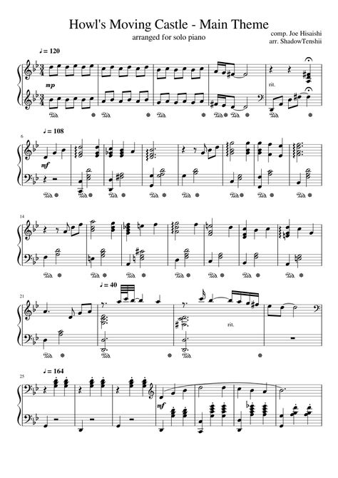 Howl's Moving Castle - Main Theme Sheet music for Piano (Solo) | Musescore.com Anime Sheet Music, Merry Go Round Of Life, Piano Songs Sheet Music, Piano Sheet Music Classical, 하울의 움직이는 성, Joe Hisaishi, Song Notes, Cello Music, Flute Sheet Music