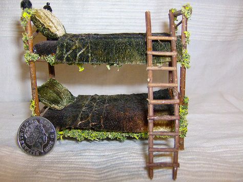 Fairy Bed, Fairy Tree Houses, Garden Furniture Design, Fairy Garden Furniture, Fairy Garden Crafts, Fairy Garden Designs, Fairy Accessories, Fairy Furniture, Mini Fairy Garden