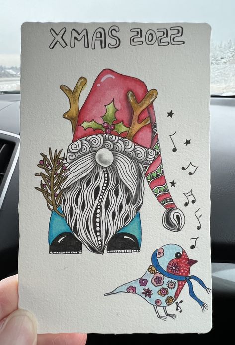 Christmas Zentangle Art, Christmas Zentangle Ideas, Zentangle Gnomes, Gnomes Illustration, Zentangle Christmas, Gnome Cards, Drawing Christmas, Zentangle Artwork, Iris Folding