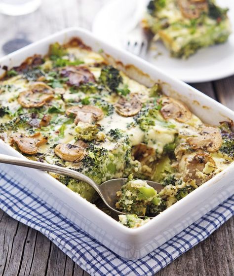 Creamy Broccoli and Mushroom Casserole - vegetarian, dairy-free, paleo: Mushroom Pasta Bake, Vegetarian Casserole Recipes, Broccoli Recipes Casserole, Mushroom Casserole, Vegetarian Casserole, Chicken Tikka Masala Recipes, Broccoli Bake, Creamy Broccoli, Sweet Paprika