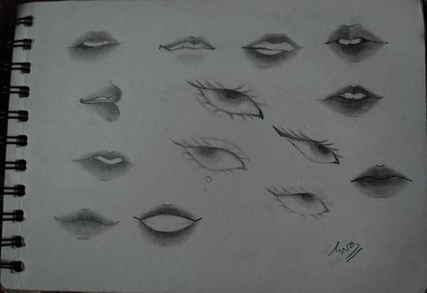 Semi Realistic Sketch, Sketch Book Art, Realistic Sketch, Semi Realistic, Eye Sketch, Book Art, Sketch Book, Sketch, Lips