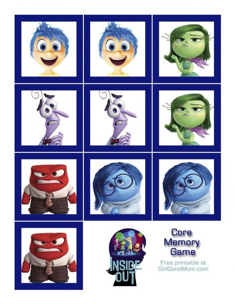 Inside Out Core Memory Game Emotion Memory Game, Inside Out Activities For Kids, Inside Out Core Memory, Inside Out Games, Disney Printables Free, Emotions Chart, Inside Out Emotions, Feelings Activities, Movie Inside Out