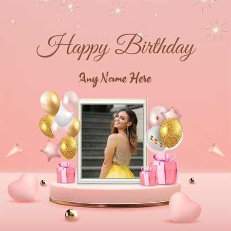 Birthday Frames For Photo Editing Online With Name Frames For Photo Editing, Birthday Wishes Frames, Happy Birthday Frame Add Photo, Birthday Photo Frames, Late Birthday Wishes, Anniversary Cake With Photo, Marriage Anniversary Cards, Eid Mubarak Photo, Cardboard Tree