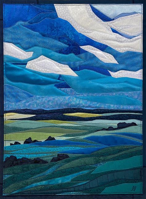 Fresh Off The Sewing Table – Lubbesmeyer Art Studio Layered Fabric Art, Landscape Quilts Tutorial, Art Quilts Inspiration, Art Quilts Ideas, Quilt Landscape, Quilted Art, Landscape Art Quilts, Landscape Quilt, Fabric Postcards