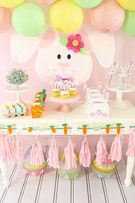 Bunny Themed Birthday Party, Unicorn Baby Shower Theme, Bunny Baby Shower Theme, Easter Birthday Party, Easter Baby Shower, Bunny Birthday Party, Bunny Baby Shower, Bunny Party, Easter Party Decor