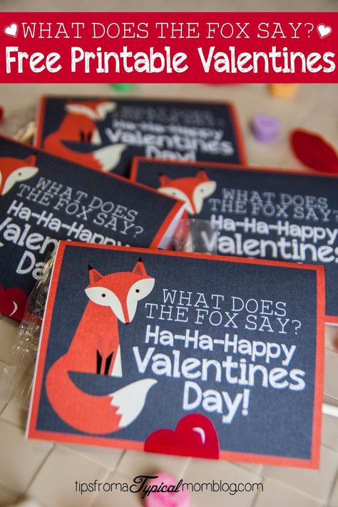 "What Does The Fox Say?" Free Valentines Printable from Tips From a Typical Mom Valentine Goodies, Fox Valentine, Glow Stick Valentine, Valentines Theme, Seasonal Printables, Valentines Printable, What Does The Fox Say, Easter Stuff, St Valentine