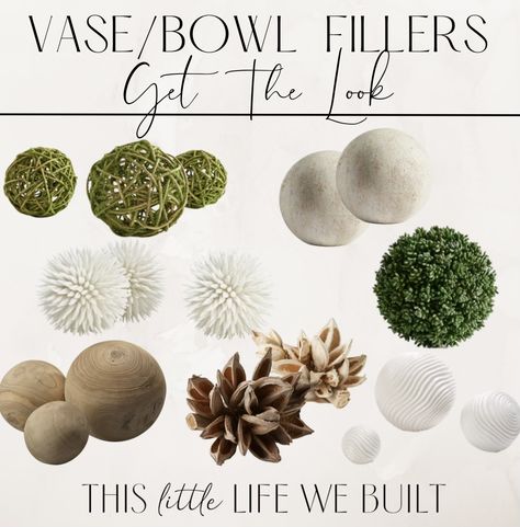 Questions from my DMs- request for vase & bowl fillers! Dining room Living room Kitchen Thislittlelifewebuilt Area rug Gallery wall Studio mcgee Target Target Home decor Kitchen Patio furniture McGee & co Chandelier Bar stools Console table Bedroom Vacation Follow my shop @thislittlelifewebuilt on the @shop.LTK app to shop this post and get my exclusive app-only content! #liketkit #LTKsalealert #LTKSeasonal #LTKhome @shop.ltk https://liketk.it/44J4Q Modern Vase Filler Ideas, Decorative Balls, Bowl Filler Ideas, Spring Vase Filler Ideas, Dining Table Centerpiece Tray, Large Glass Vase Filler Ideas, Bowl Fillers Ideas Centerpieces, Decorative Bowl Filler Ideas, Bowl Fillers Ideas