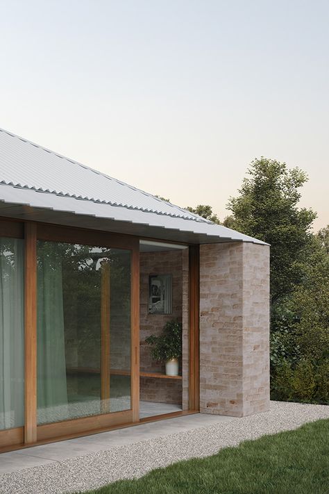 Kyneton House, Edition Office, Pyramid Roof, Melbourne Apartment, Recycled Brick, Angled Ceilings, Town Building, Granny Flat, White Ceiling