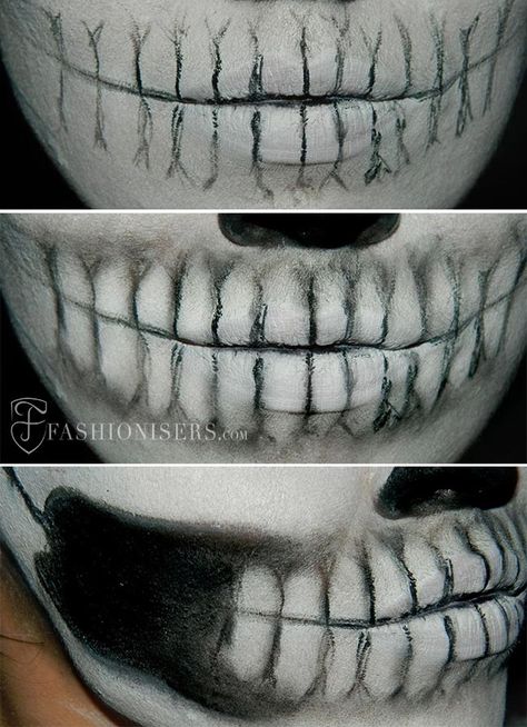 Skeleton Face Makeup, Makeup Tutorial Halloween, Skull Makeup Tutorial, Make Up Diy, Makeup Zombie, Halloween Make-up Looks, Halloweenský Makeup, Den Mrtvých, Skeleton Makeup