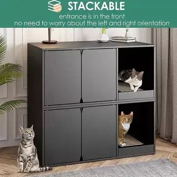 whiskersmagoo's Stackable Boxes Product Set on LTK - feat. Cat Litter Box Enclosure Furniture, Stackable Washroom Bench in black via Bed Bath and Beyond Hiding Cat Litter Box, Cat Litter Box Enclosure, Litter Box Enclosure, Cat Box, Cat Litter Box, Cat Litter, Litter Box, Bed Bath And Beyond