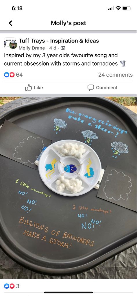 Weather Tuff Tray, Weather Tuff Tray Ideas, Weather Activity, Rain And Thunderstorms, Weather Theme, Eyfs Activities, Cloud Dough, Tuff Tray, Weather Activities