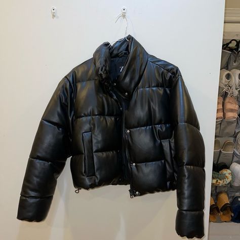 Zara Puffer Leather Jacket Zara Puffer, Leather Puffer, Zara Jacket, Zara Jackets, Puffer, Winter Jackets, Leather Jacket, Zara, Blazer