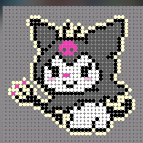 Kuromi Perler Beads 3d, Kuromi Pearl Beads, Unif Bag, Perler Ideas, Easy Perler Beads Ideas, Hamma Beads, Cross Stitch Freebies, Iron Beads, Crochet Cross