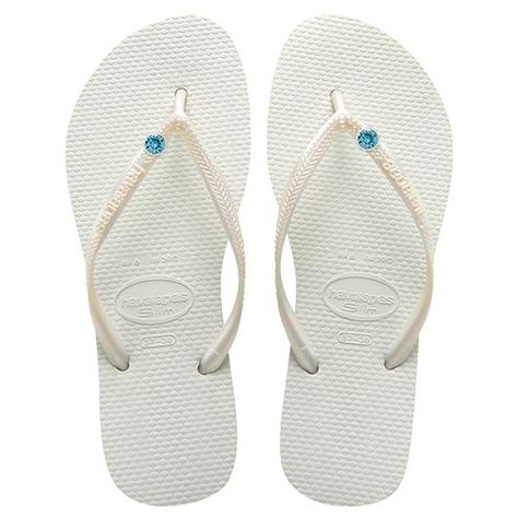 Havaianas Slim Something Blue Flip Flops - TownandCountrymag.com Bridal Emergency Kits, Tas Mini, Blue Flip Flops, White Flip Flops, Dr Shoes, Havaianas Flip Flops, White Sandals, Sandals Flip Flops, Something Blue