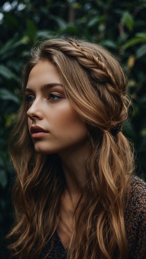 Profile of a woman with loose waves and braided hairstyle, showcasing natural beauty Woman Mullet Hairstyle, Woman Mullet, Medieval Hairstyles, Professional Hair Tools, Goth Hair, Stunning Hairstyles, Texturizer On Natural Hair, Hair Styling Tools, Hair Styler