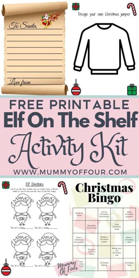 The Ultimate Elf On The Shelf Activity Kit Diy Elf On The Shelf Kit, Diy Elf On The Shelf, Elf On The Shelf Kit, Santa Activity, Diy Elf, Best Christmas Books, Santa Writing, Christmas Books For Kids, Santa Template