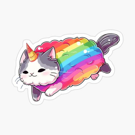 Unicorn Art Drawing, Magical Watercolor, Cute Rainbow Unicorn, Kawaii Rainbow, Pink Stickers, Cat Unicorn, Kawaii Cats, Resin Case