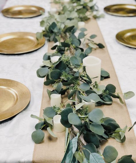 58 inch Long Quality Artificial lush green silver dollar | Etsy Artificial Eucalyptus Garland, Deco Champetre, Tafel Decor, Arch Decoration, Eucalyptus Garland, Seeded Eucalyptus, Greenery Garland, Eucalyptus Wedding, Deco Table