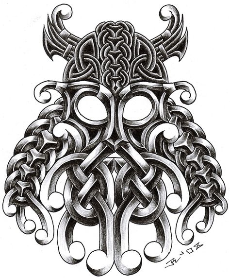 celtic viking 5 by roblfc1892 on DeviantArt Celtic Warrior Tattoos, Celtic Tattoo Designs, Celtic Knot Tattoo, Viking Skull, Celtic Warriors, Celtic Tattoo, Norse Tattoo, Nordic Tattoo, Mask Tattoo