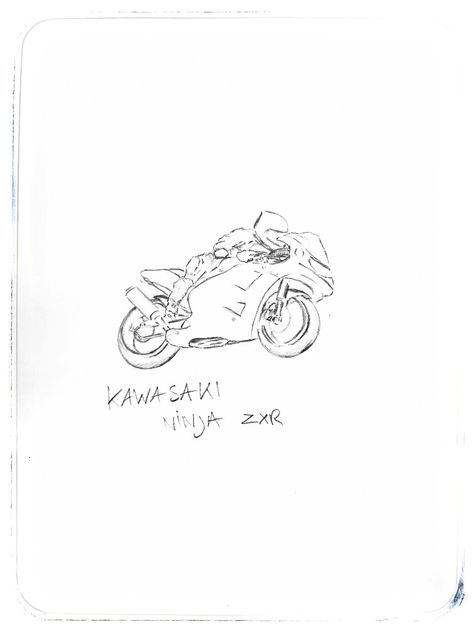 Hand drawn kawasaki ninja zxr400 Kawasaki Ninja Drawing, Kawasaki Drawing, Kawasaki Tattoo, Ninja Tattoo, Bike Drawing, Kawasaki Bikes, Pix Art, Kawasaki Ninja, Body Modifications