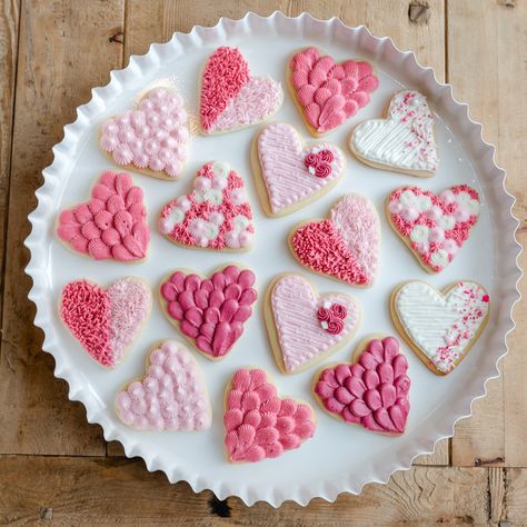 Donut Drip Cake, Cupcake Raspberry, Cookie Tips, Valentine Cookies Decorated, Valentines Day Sugar Cookies, Jenny Cookies, Valentine Sugar Cookies, Valentines Baking, Buttercream Flower Cake