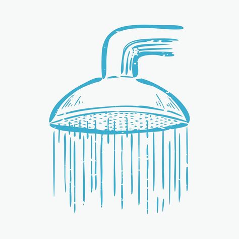 Bath Doodle, Beach Icon, Scrapbook Journal, Rain Shower, Free Illustrations, Cute Design, Icon Illustration, Shower Head, Design Element