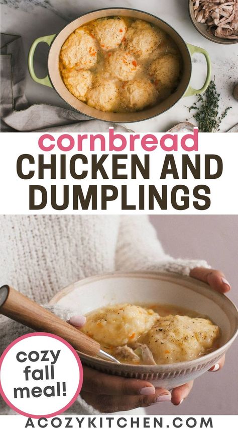 Cornbread Dumplings, Crockpot Cornbread, Cornbread Chicken, Fluffy Cornbread, Best Cornbread, Cornbread Recipe Sweet, Chicken Cornbread, Chicken Dumplings Recipe, Chicken And Dumplings Recipe