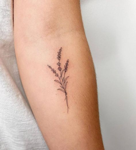 Line Lavender Tattoo, Fine Line Lavender, Fine Line Lavender Tattoo, Forearm Tattoos For Guys, Lilac Tattoo, Inner Forearm Tattoo, Lavender Tattoo, Bouquet Tattoo, Inner Forearm