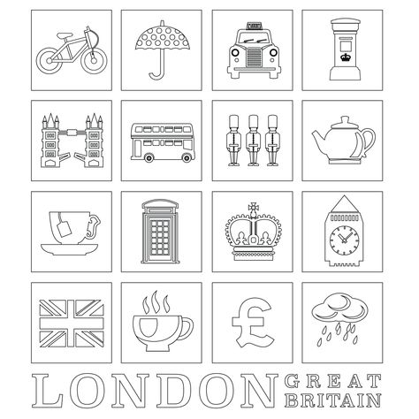 Blueprint Symbols, London Drawing, Free Adult Coloring Pages, Free Vector Graphics, Line Icon, Banner Ads, Free Illustrations, Free Coloring Pages, Teaching English