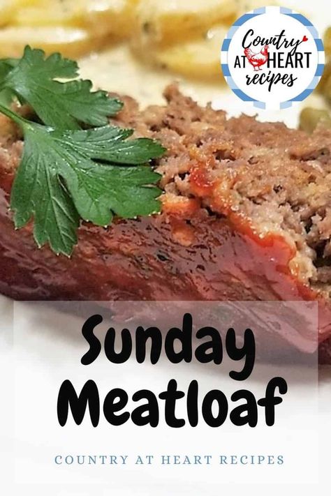 Here's a good old-fashioned recipe for Sunday Meatloaf, with saltine crackers to make it moist and a catsup glaze that is probably my favorite part.  #sundaymeatloaf #maindishes #meatloaf #groundbeef #catsuptopping #saltinecrackers #oldfashioned #sundaydinner #comfortfood #countryatheartrecipes https://countryatheartrecipes.com/2014/03/sunday-meatloaf/ Saltine Cracker Recipes, Recipes Main Dishes, Moist Meatloaf, Homemade Meatloaf, Classic Meatloaf Recipe, Comfort Dinner, Heart Recipes, Good Meatloaf Recipe, Best Meatloaf