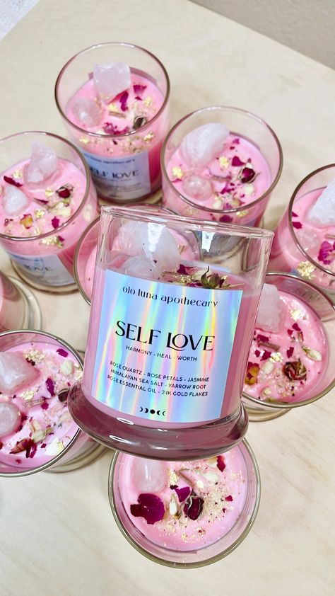 Self Love Intention Candle - Faire Self Love Candle, Candle Kit, Love Candle, Candle Kits, Jasmine Rose, Intention Candles, Candle Business, Wholesale Merchandise, Gold Flakes