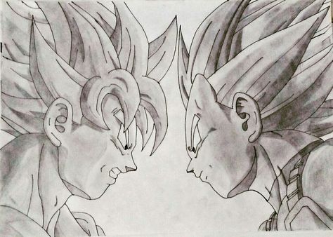 Goku vs Vegeta Pencil art:l.s.maan Dbz Drawings, Goku Y Vegeta, Goku Drawing, Drawing Superheroes, 3d Dragon, Compression Shirts, Dragon Ball Painting, Dragon Ball Super Artwork, Dragon Ball Art Goku