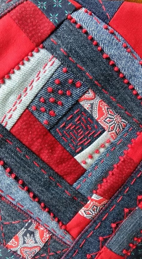 Zen Stitching, Denim Quilt Patterns, Slow Sewing, Creative Stitching, Denim Upcycle, Boro Sashiko, Boro Stitching, Patchwork Ideas, Crazy Quilts Patterns