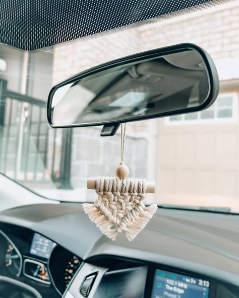 Melissa | Macrame Art & Decor shared a post on Instagram: “Hope everyone's having a nice weekend! 💕 This mini macrame is available in my Etsy shop. It also…” • Follow their account to see 473 posts. Macrame Car Diffuser, Car Decorations Interior, Car Hanging Accessories, Car Diffuser Essential Oils, Accessories Boho, Car Charms Mirror, Car Decorations, Mini Macrame, Car Essentials