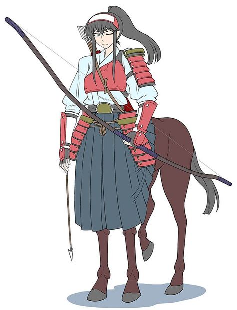 Centaur Outfits, Dnd Japanese, Japanese Archer, Centaur Archer, Female Centaur, Monster Girl Encyclopedia, Japanese Outfits, Picture Search, Manga Pictures