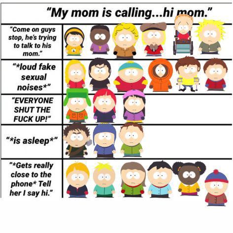 South Park Tweets, South Park Memes Humor, Hi Mom, Kenny South Park, South Park Memes, Style South Park, South Park Funny, South Park Characters, South Park Fanart