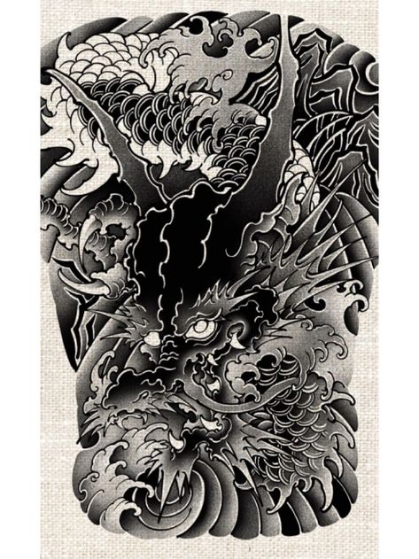 Dragon Tattoo Full Back, Dragon Tattoo Sketch, Tattoo Japanese Style, Reaper Tattoo, Japan Tattoo Design, Full Back Tattoos, Dragon Tattoo Designs, Japan Tattoo, Unique Tattoo Designs