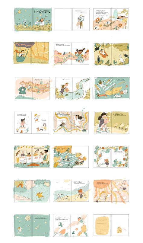 Story Illustration Ideas Picture Books, Board Book Illustration, Childbook Illustrations Simple, Picture Book Template, Storybook Illustration Layout, Childern Illustrator Books, Cover Book Cute, Story Book Illustrations Ideas, Storybook Layout Design