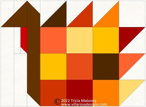 A Thanksgiving Turkey (Quilt Block) For You! – Villa Rosa Quilts Thanksgiving Quilt Blocks Free, Pumpkin Quilt Block Free Pattern, Turkey Quilt Block, Turkey Quilt, Pumpkin Quilts, Thanksgiving Quilt, Autumn Quilt, Villa Rosa, Basic Quilt