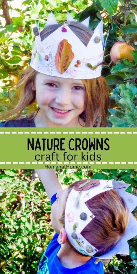 Take a nature walk, then use your findings to create a nature crown for kids! Glue seeds, leaves, acorn tops, and more to create a diy crown fit for a king or queen. Nature Crown, Crown Tutorial, Imagination Play, King And Queen Crowns, Crown For Kids, Crown Crafts, Diy Crown, Nature Walk, Craft For Kids