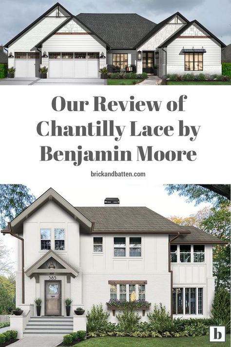 Best Benjamin Moore Exterior Paint Colors, Benjamin Moore White Exterior Paint, Ivory Exterior House Color, Chantilly Lace Exterior House, Chantilly Lace Benjamin Moore Exterior, Creamy White Exterior Paint Colors, Off White Exterior Paint Colors, Exterior Refresh, White Grey Paint