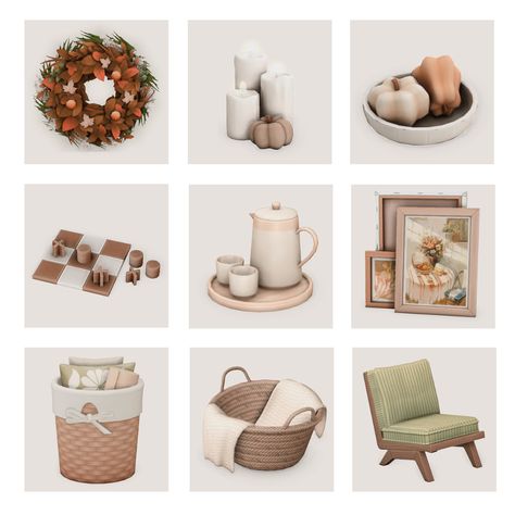 autumn essentials 🍂☕️🪵 01. 02.* 03.* 04. 05. 06. 07. 08. 09. cc marked with an * is currently on early access! thank you wonderful cc creators! @thecluttercat @joyceisfox @plushpixelssims Sims 4 Cc Thanksgiving Decor, Sims 4 Cc Furniture Autumn, Sims 4 Fall Decor Cc, Sims 4 Cc Holiday, Ts4 Cc Clutter, Sims 4 Autumn Cc, Sims Cc Clutter, Sims 4 Fall Cc, Sims 4 Seasons