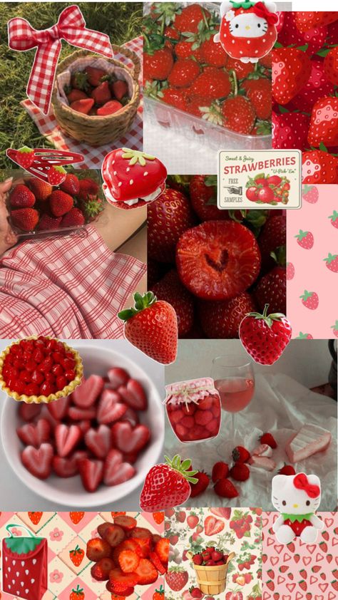 Strawberry Collage, Athletic Wallpaper, Strawberry Background, Flower Room Decor, Strawberry Girl, Strawberry Art, Cute Summer Wallpapers, Cute Laptop Wallpaper, Bling Wallpaper