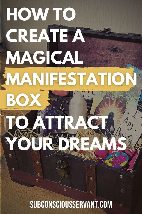 Manifestation Box Ideas Diy, Manifestation Box Diy, Manifestation Box Ideas, Manifestation Activities, Hygge Witch, Manifestation Mindset, Grimoire Journal, Manifestation Spells, Manifestation Magic