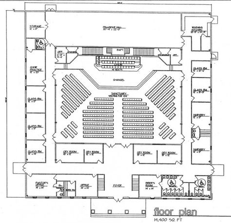 Church Building Plans | Church Plan #131 | LTH Steel Structures Church Floor Plans, Modern Home Plans, Church Building Plans, Auditorium Architecture, Church Design Architecture, Church Building Design, Theater Architecture, Church Interior Design, Modern Church