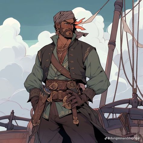 Vagabond Character Design, Pirate Character Design Male, Male Pirate Oc, Pirate Art Male, Dnd Pirate Character Design, Pirate Aesthetic Male, Male Pirate Character Design, Pirate Wizard, Dnd Pirates