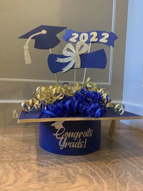 Table Centerpieces For Graduation Party, Blue Graduation Centerpieces, Centerpieces For Graduation Party, Centerpieces For Graduation, Graduation Centerpieces Diy, Graduation Party Table Centerpieces, Diy Graduation Party Centerpieces, Diy Graduation Party, Graduation Table Centerpieces